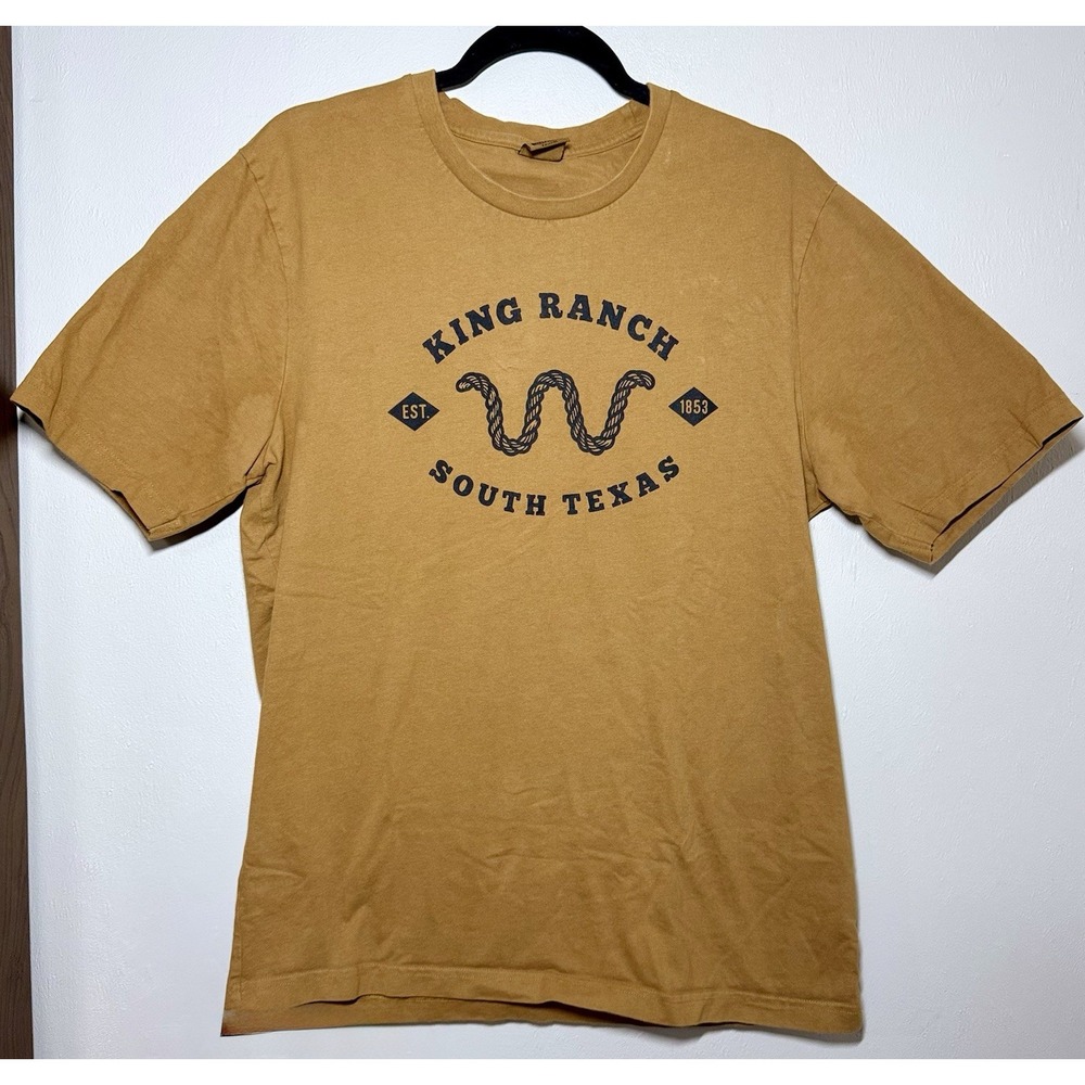 King Ranch South Texas T-Shirt Men's Size L Mustard Yellow Cotton Short Sleeve
